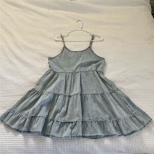 Light Wash Denim Tiered Dress